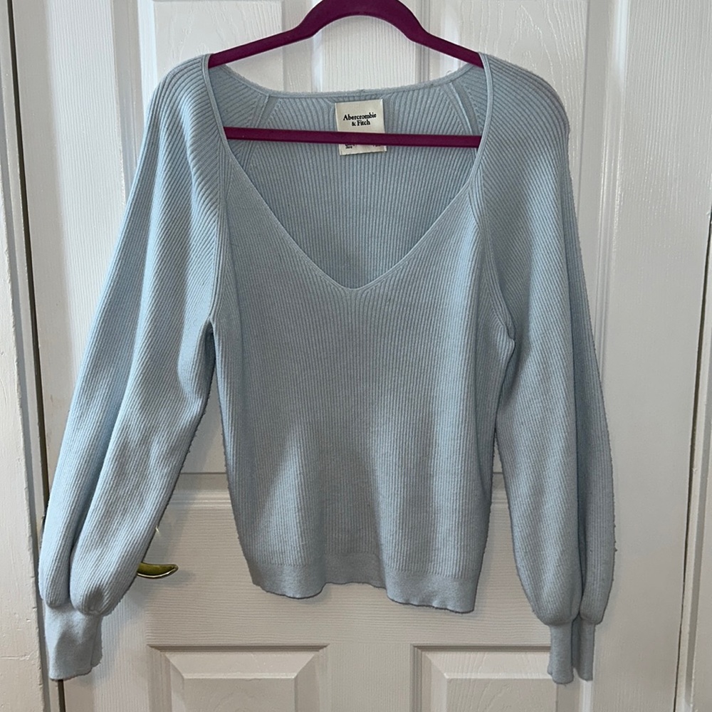 A&F Baby Blue Deep V-Neck Sweater